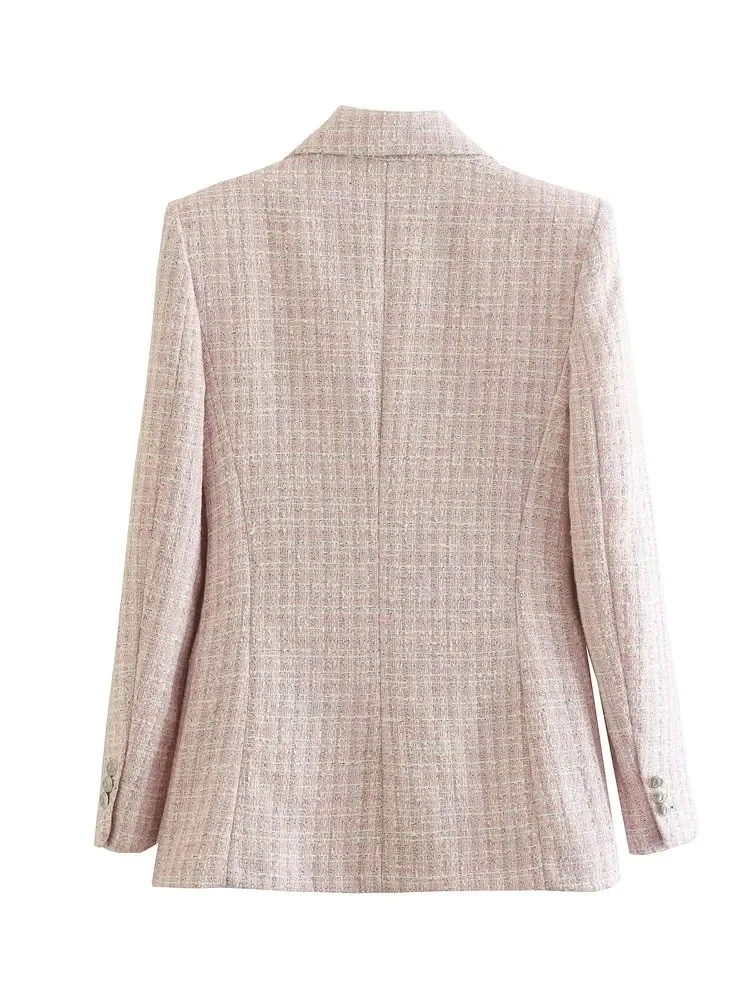 Jenny&Dave Winter England Style Fashion Woolen Texture Jacket Solid Double Breasted Casual Blazers Women