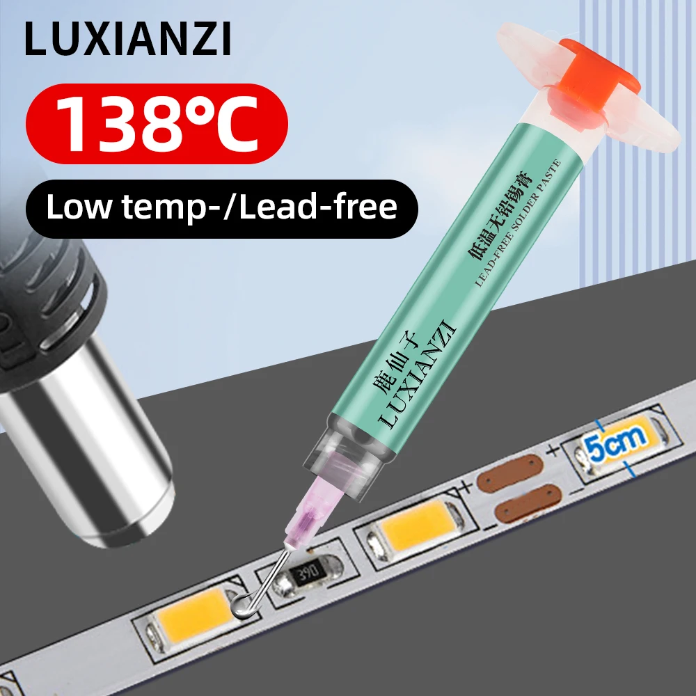 LUXIANZI 138 ℃ Шприц-паста флюс бессвинцовой Sn42Bi58 для пайки SMD BGA IC игольная трубка