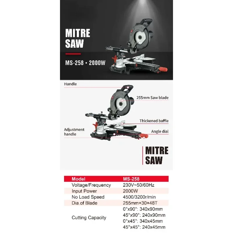Outils électriques Bonne концепция injuste Гранде емкость купе Купе du bois и Georgia MS-258 1800w