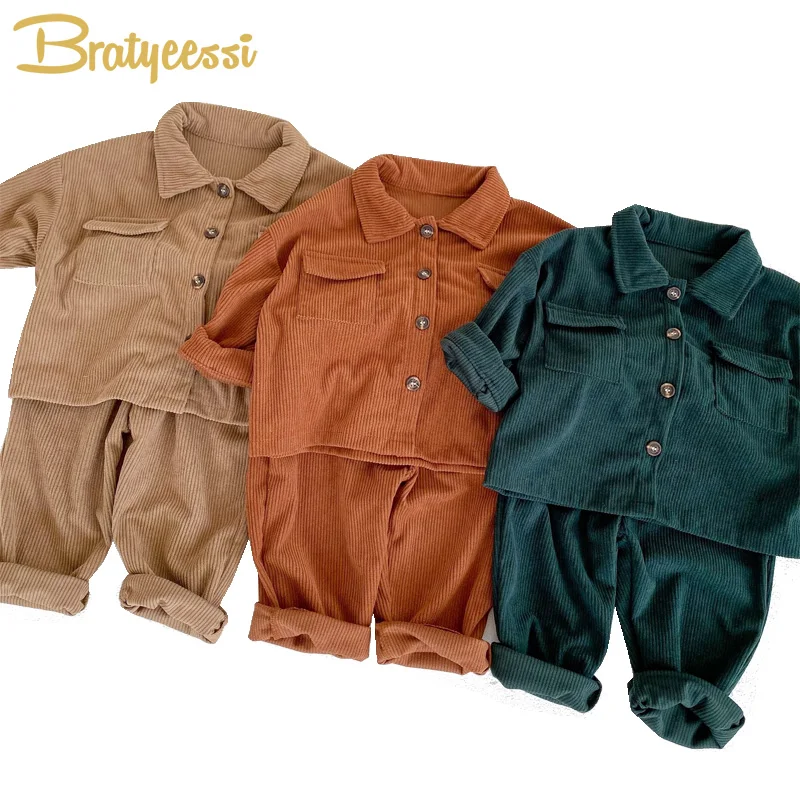 

Corduroy Baby Boy Clothes Spring Autumn Kids Coat Pants 2PCS Baby Girl Outfit Set Casual Loose Children Jackets Tracksuits