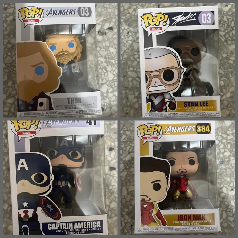 Экшн-фигурка Funko Pop Marvel стан ли 03 # Тор 03 # Капитан Америка 41 # Золотой Железный человек 384 # виниловая Коллекционная модель куклы игрушки