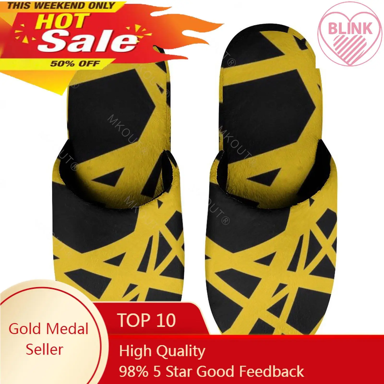 

EVH Stripes 4 Warm Cotton Slippers For Men Women Thick Soft Soled Non-Slip Fluffy Shoes Indoor House Slippers Clapper