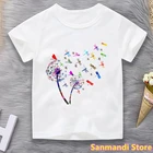 Футболка с акварельным принтом одуванчика, летняя Милая одежда для маленьких девочек, красивые топы, футболки, детская одежда, белая футболка, Детская футболка s