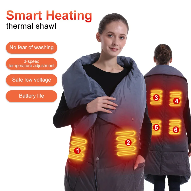 

Heated Jacket Vest Men Women Heating Cost Smart USB Electric Heating Vests Office Blanket for Winter Thermal Warm Heated Shawl