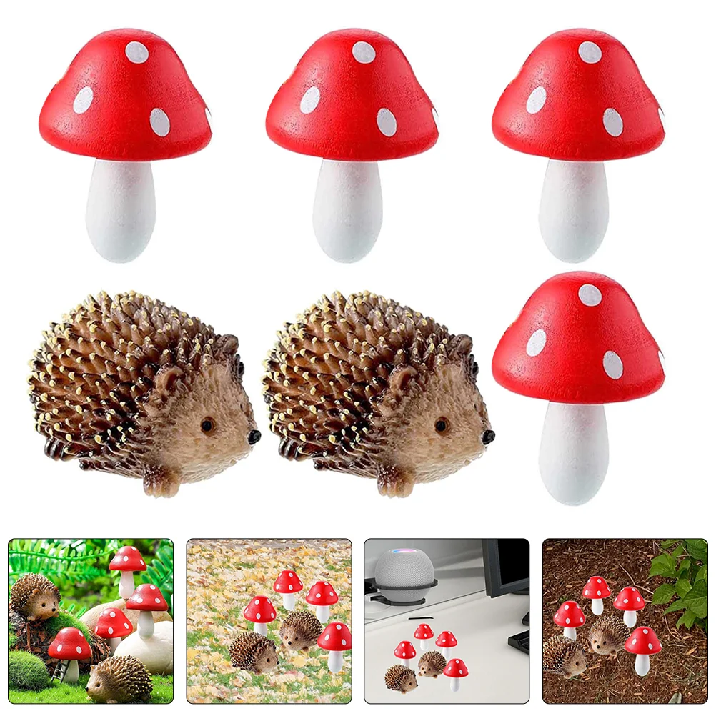 

1 Set Fairy Garden Hedgehog Adornment Flowerpot Resin Decor Bonsai Mushroom Hedgehog Decor