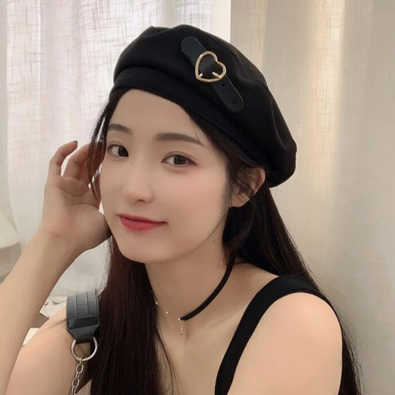 

Brimless Baret with Stars PU Leather Lolita Beret Hat for Women Fall Winter French Designer British Painter Octagonal Hats