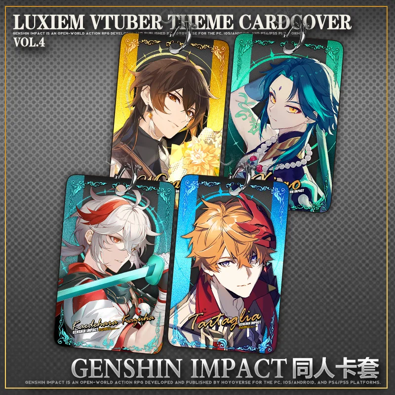 

Anime Genshin Impact Tartaglia Kazuha Xiao Zhongli Cosplay Cartoon ID Bus Bank Card Holder Keychain Card Case Pendant Toy