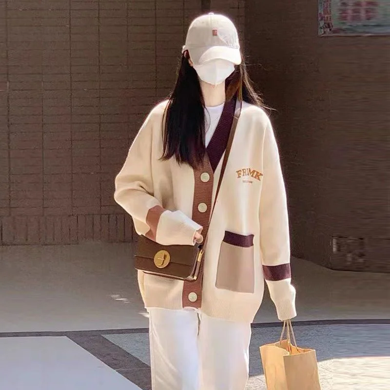 New High Quality Korean Fashion Cardigan Women's Sweater Long Sleeve Top Oversized Sweater Cute Kawaii Sweater Coat Women