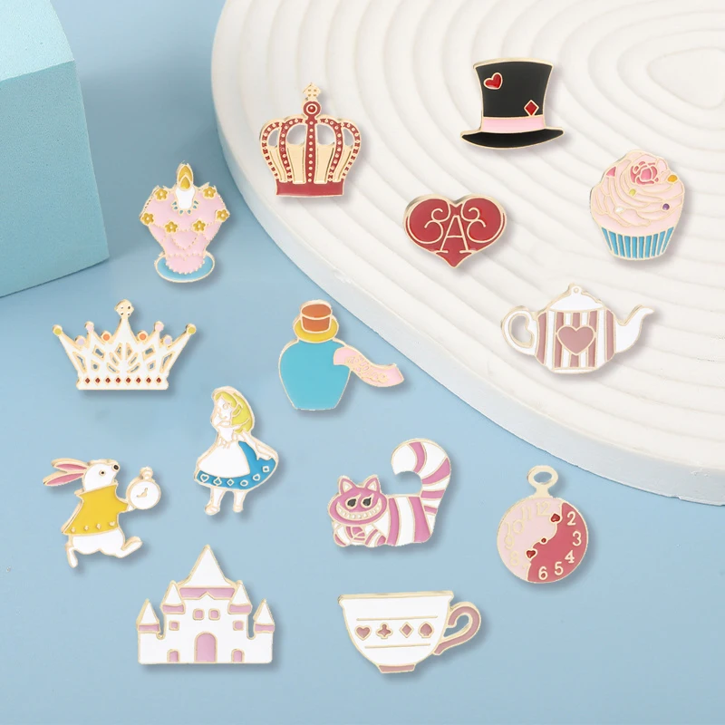 Alice Metal Enamel Brooch Pin Accessories Wholesale