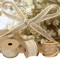 10m jute burlap rolls hessian ribbon vintage rustic wedding decoration party diy crafts fabric ribbons for crafts gift packaging
