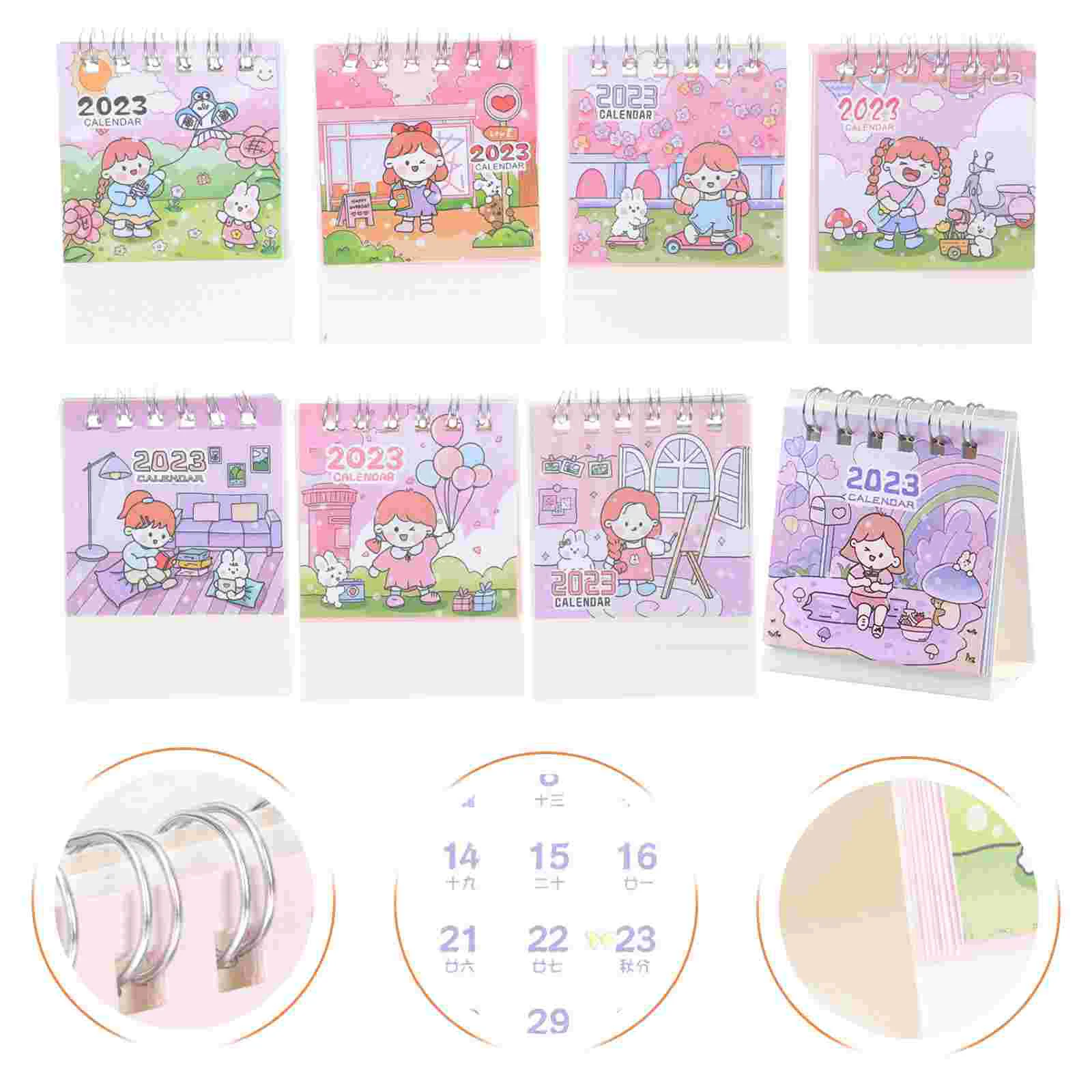 

Calendar Desk Mini Small Standing Desktop Month 2023 Plantsbedroom Decor Cartoon Standdecorative Lovely Kawaii Daily Use Chinese