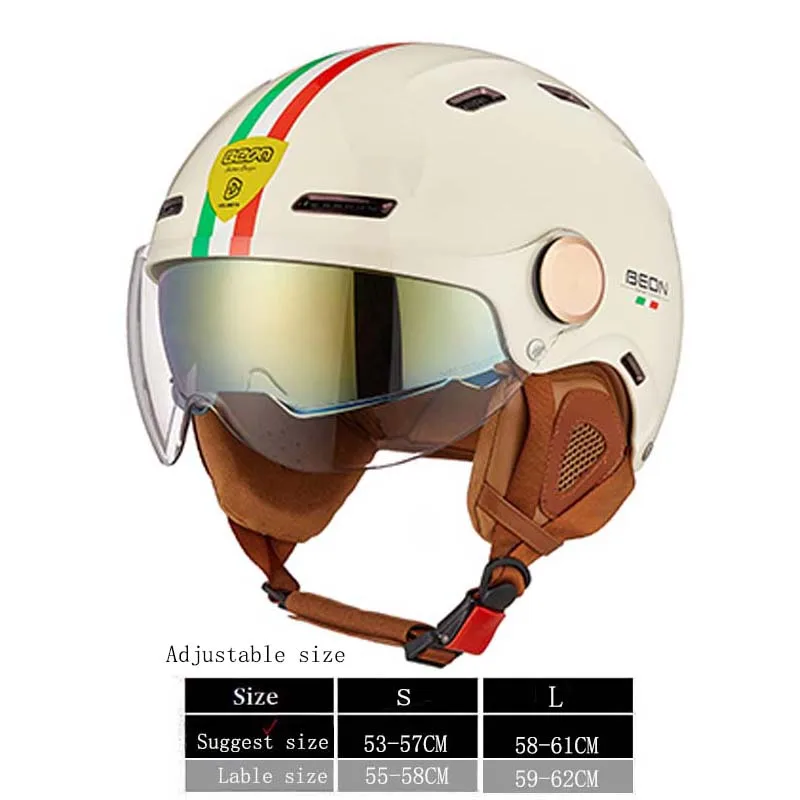 

BEON мужской Сертифицированный мотоциклетный шлем, регулируемая окружность головы, двойные линзы, аксессуары для мотокросса, мотоциклетные шлемы для скутера