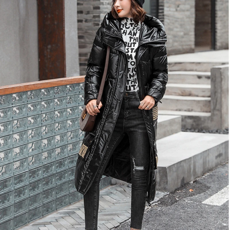Winter Women's Cold Coat Super Hot Parka Hooded Long Padded Jacket Snow Outercoat Cheap Wholesale Bright Top Korean Fashion New