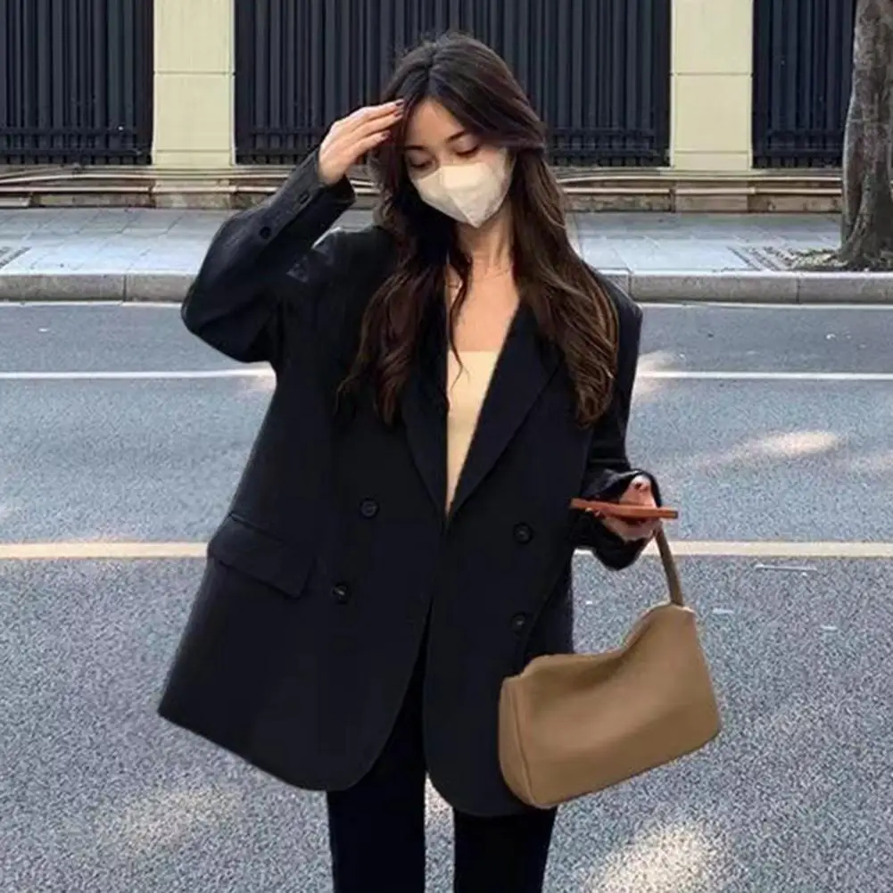 

Suit Jacket Lapel Suit Coat Autumn Winter Lady Pure Color Suit Jacket