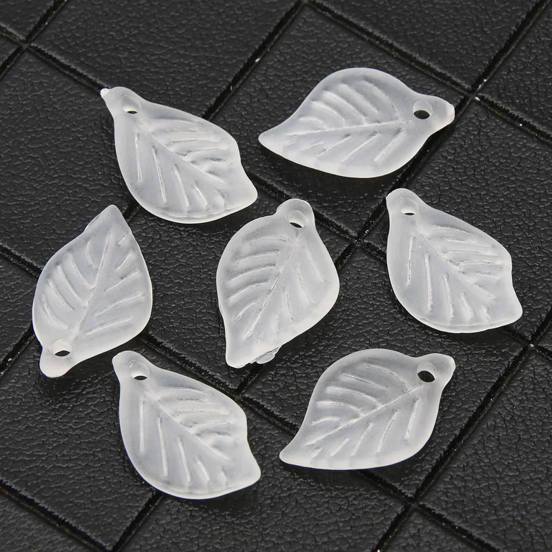 

Leaf Pendants Acrylic Beads 18x11mm 100pcs/lot Loose Beads For Jewelry Making DIY Earrings Key Chain Necklaces Bracelet Supplies