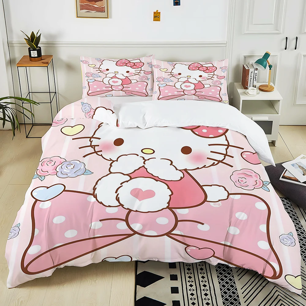 Комплект постельного белья Sanrio с милым принтом друзей Hello Kitty Melody Cinnamoroll