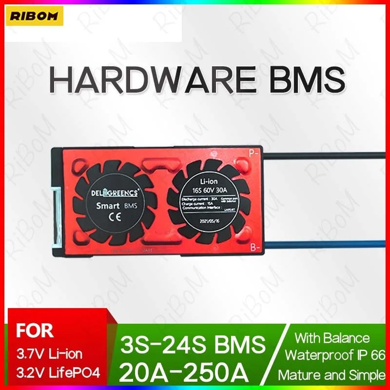 

NEW BMS 4S 7S 8S 12S 13S 16S 20S 24S LifePO4 Li-ion 30A 60A 100A 200A For 12V 24V 36V 48V Lithium Battery For Solar Ebike EV CAR