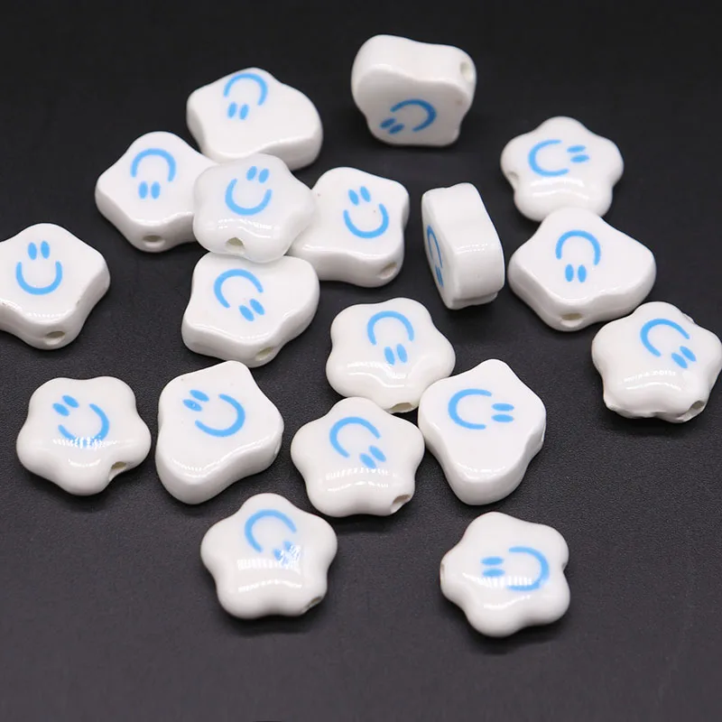 

Smiling White Ceramic Beads For Jewelry Making Necklace Bracelet Clouds/Plum blossom Shape Procelain Beads Wholesale