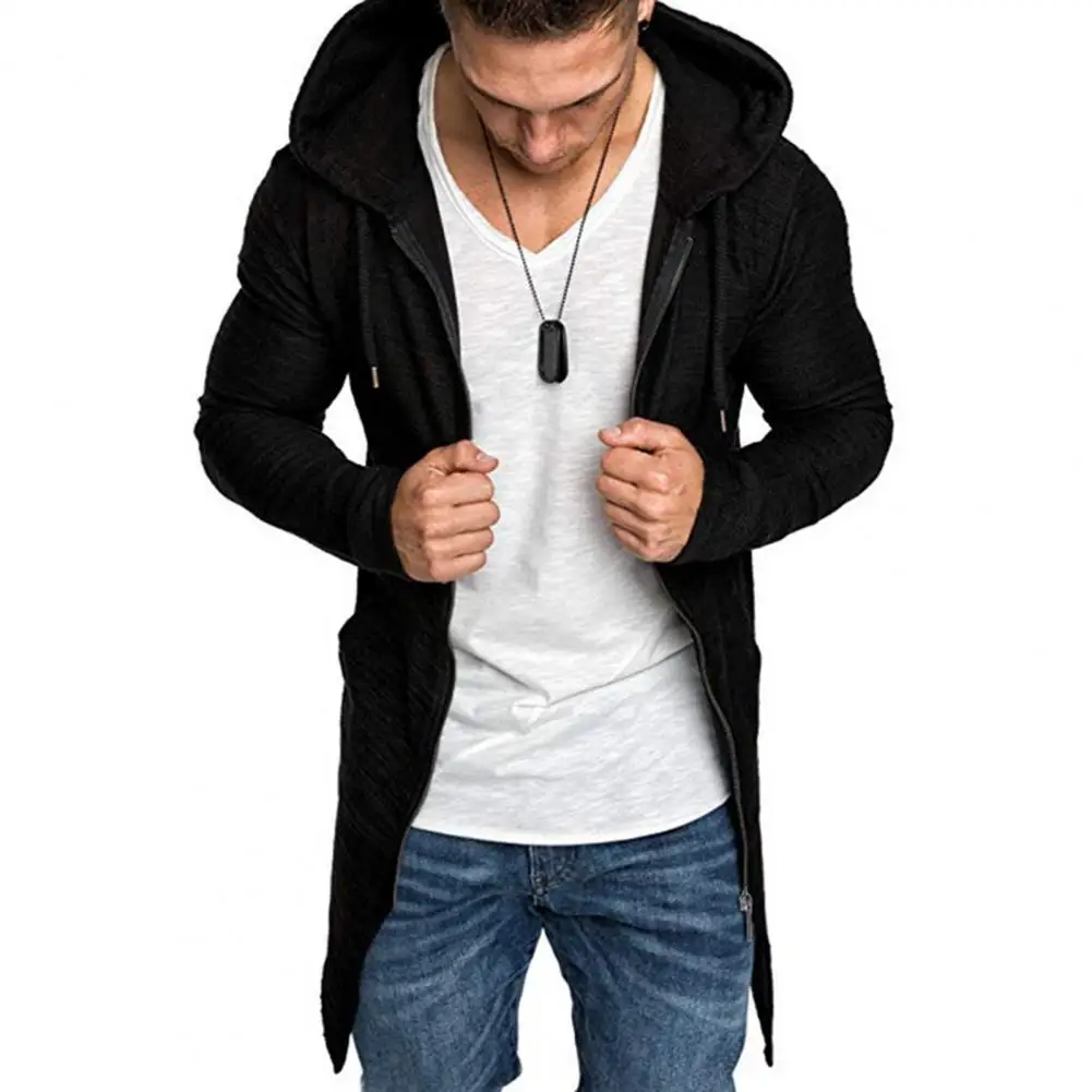 

Мужская офисная куртка средней длины, на молнии, с капюшоном