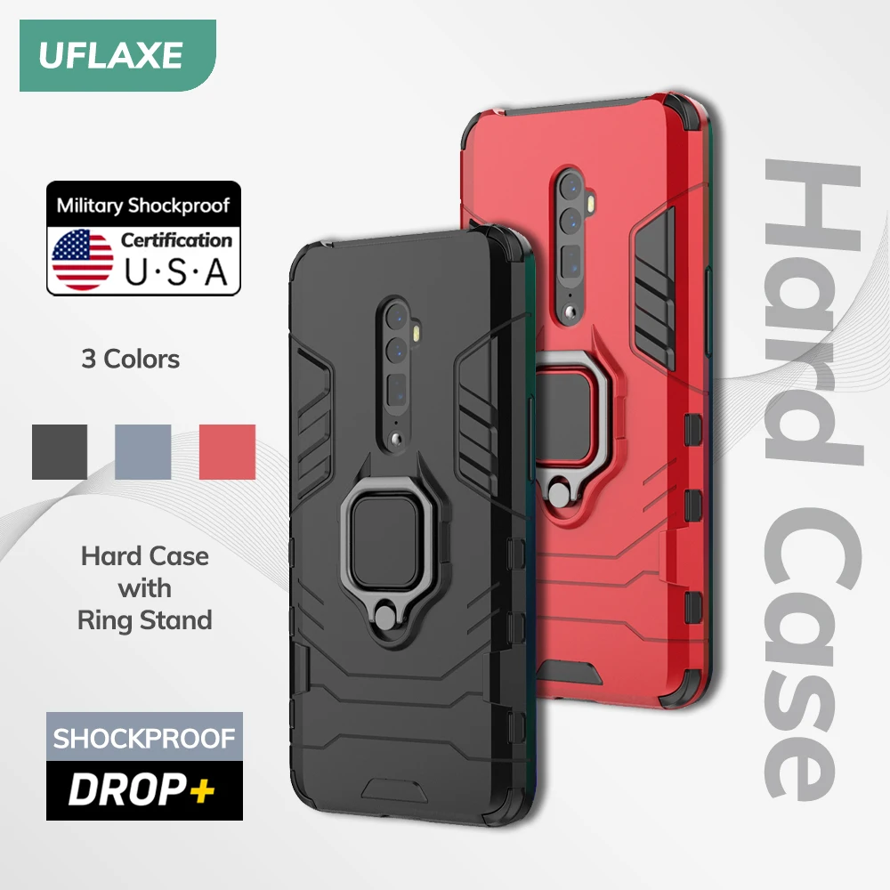 UFLAXE Original Shockproof Case for OPPO Reno / Reno 10X Zoom / Reno Z Back Cover Hard Casing with Ring Stand