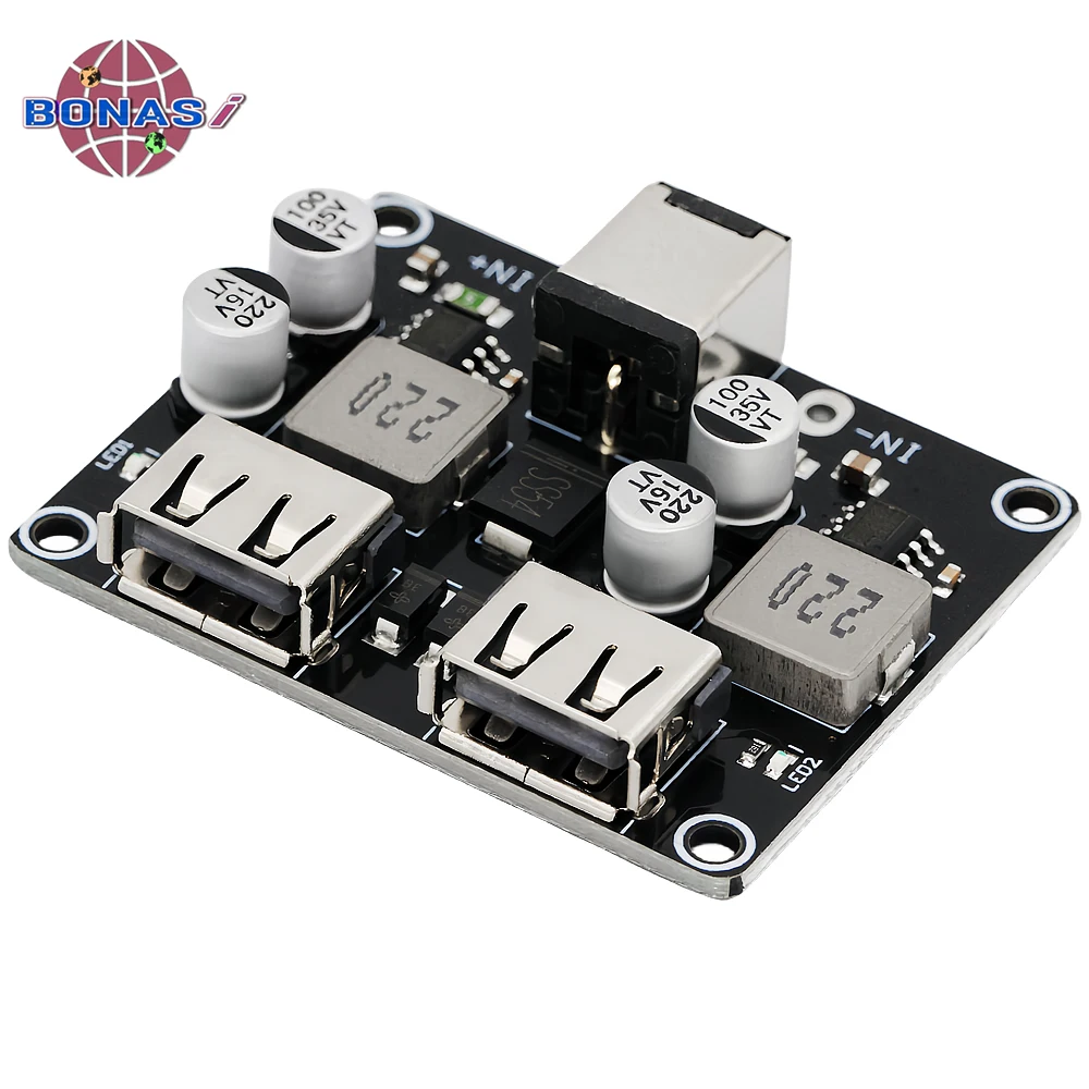 2-канальный USB-преобразователь QC3.0 QC2.0 для быстрой зарядки понижающий модуль 6-32 В 9