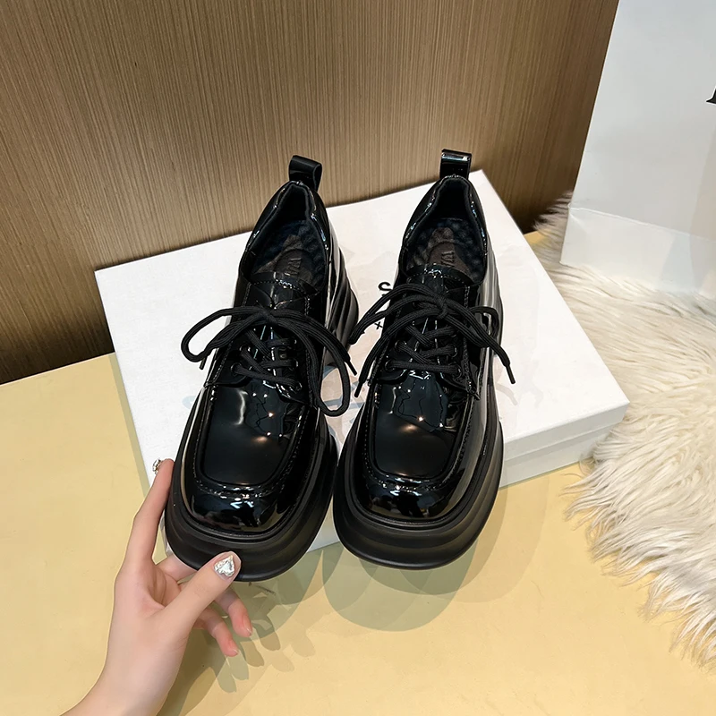 AIYUQI Women Loafers Genuine Leather 2023 Summer Platform Shoes Women Vintage British Style High Heels Student Women Shoes