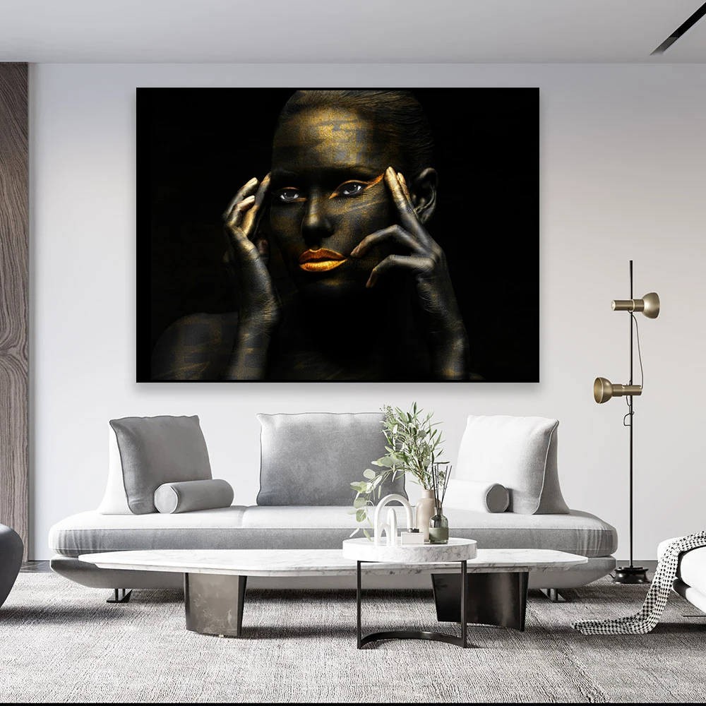 

Золотой цвет, африканская фотосессия, современный Женский портрет, принты, настенное искусство, Декор, постер, галерея, Декор для дома, гостиной