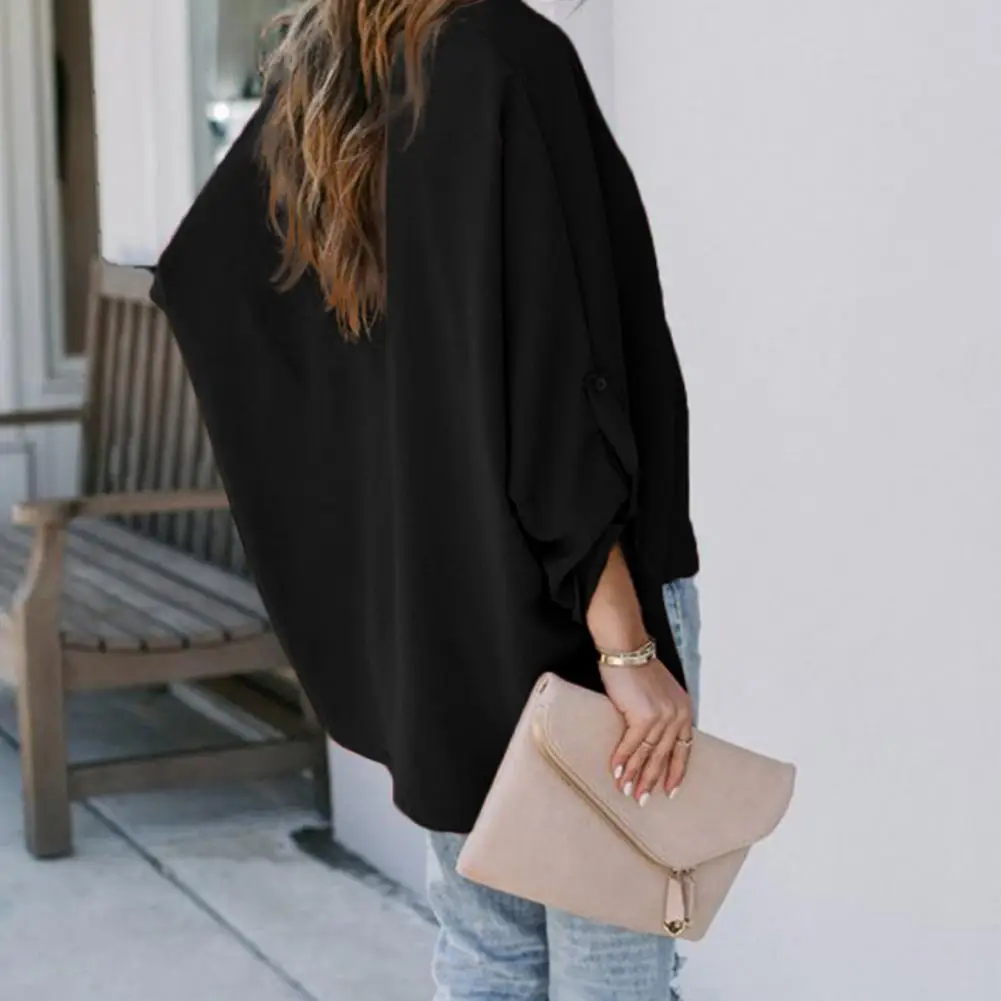 

Элегантная Женская Осенняя рубашка, дышащий Женский Осенний Топ, однотонный Однотонный женский осенний Топ