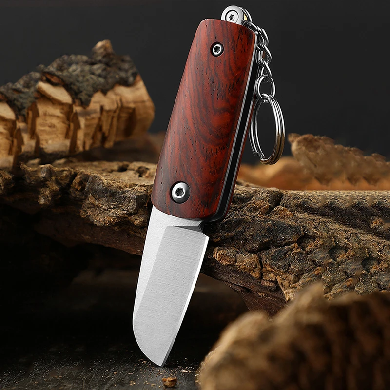 

With Gift Blade Handle Survival Wooden Box Knife Knife For Keychain Fruit Knife High Hardness Folding Pocket Unboxing Men