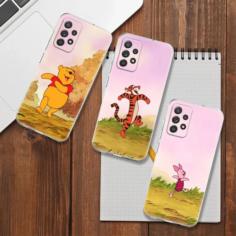 

Cartoon Winnies Poohs Piglet Clear Case For Samsung Galaxy A53 5G Case A52 A23 A13 A12 A32 A33 A73 A41 Soft Silicon Cover Tigger