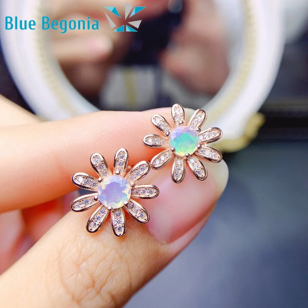 

Natural Australia Opal Earring Real 925 Sterling Silver Fine Jewelry Earrings for Women Anniversary Gift 5*5mm Gemstone