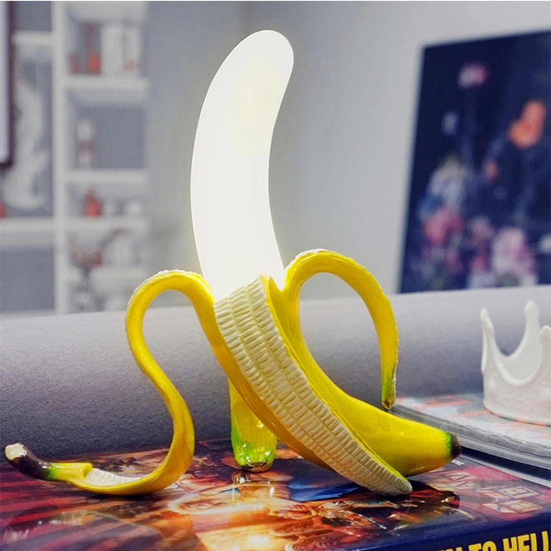 

Светодиодный ночсветильник в форме банана, стеклянная настольная лампа для гостиной, спальни, прикроватная атмосферная лампа, светильник щ...