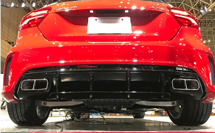 

ABS Diffuser For Mercedes W176 A Class A180 A200 A250 Sport Edition With Stainless Steel Exhaust Tips 13-17 A45 A Style