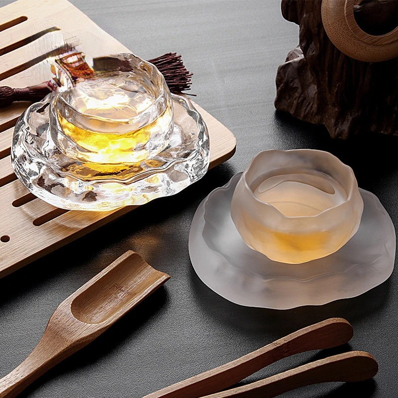 Стеклянная чайная чашка в японском стиле дешевая с двойным дном ручная работа