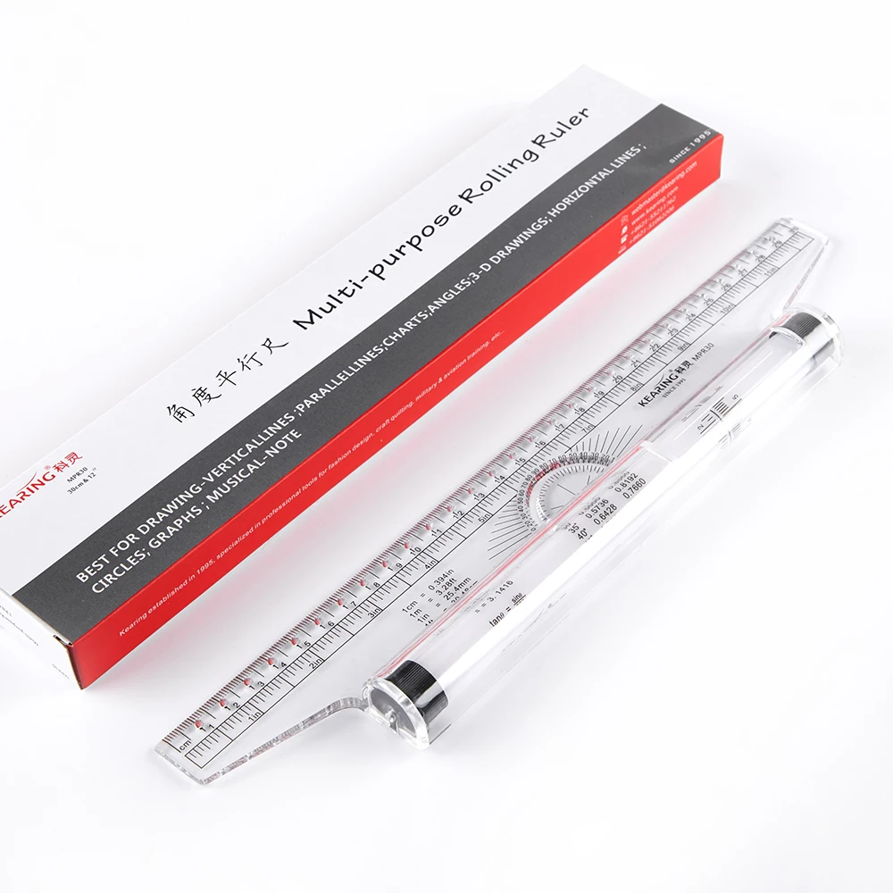 

Kearing Multi Function Rolling Ruler Parallel Ruler 30cm 12inch for Measuring Drafting Student School and Office