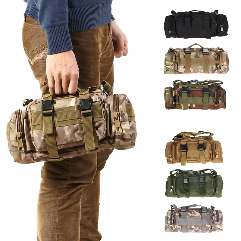 

Outdoor Hiking Waist Bag 600D Waterproof Oxford Climbing Shoulder Bags Military Tactical Fishing Camping Pouch Bag Mochila Bolsa