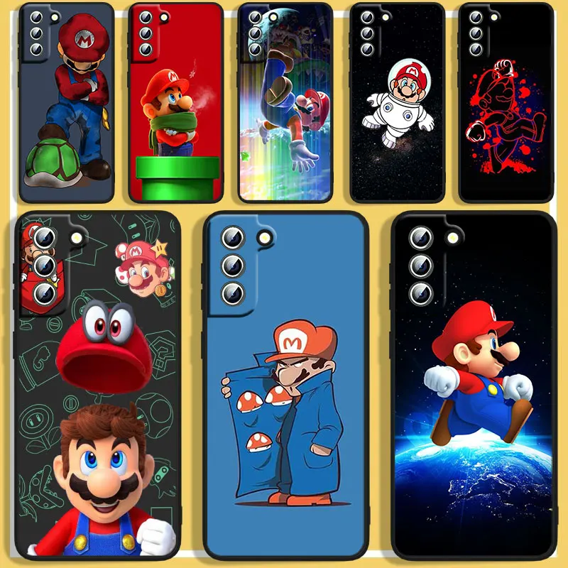 

Cartoon game super mario Phone Case For Samsung S8 S9 S10 S20 S21 S22 Plus 4G S10e 5G Lite Ultra FE Black Silicone luxury Soft