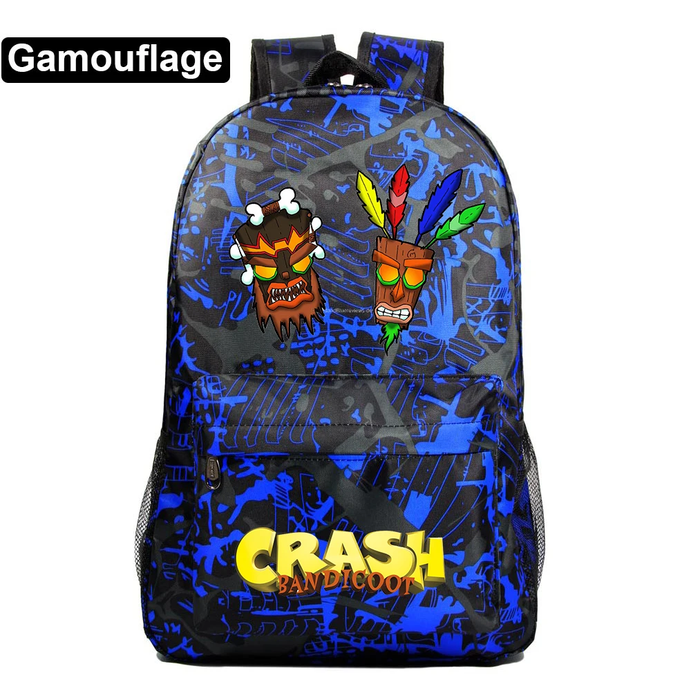 

Game Crash Bandicoot Schoolbag Backpack for Girls Boys Mochila Teens Cool Travel Knapsack Rucksack Kids School Bags