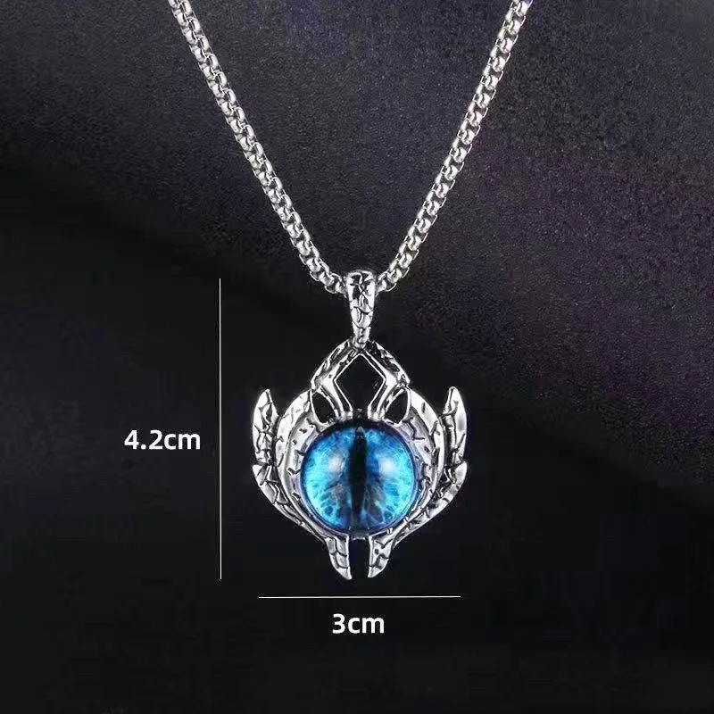 Halloween Luminous Flying Dragon Sweater Chain Glow In The Dark Wolf Demon Eye Charm Pendant Necklace New Jewelry for Women Gift images - 6