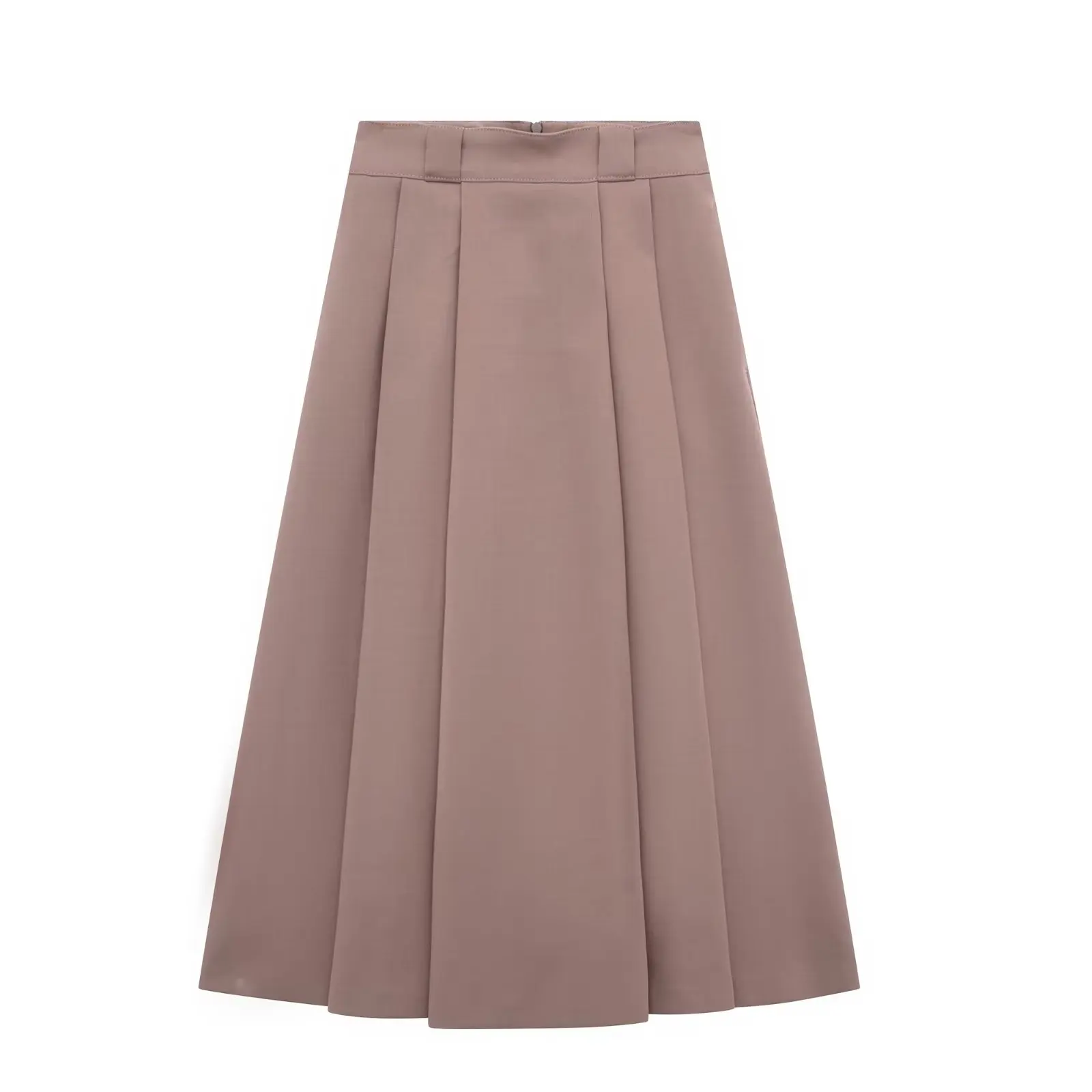

Women 2023 New Fashion Summer Side Pocket Relaxed Midi Skirt Vintage High Waist Back Zipper Female Skirts Mujer