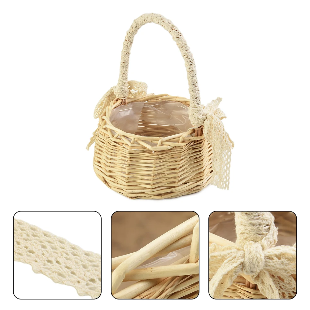 Wicker Storage Basket. 3 Size Shopping Basket Storage Flower Flower Pot Food Fresh Rattan Gifts Girl Picnic Retro