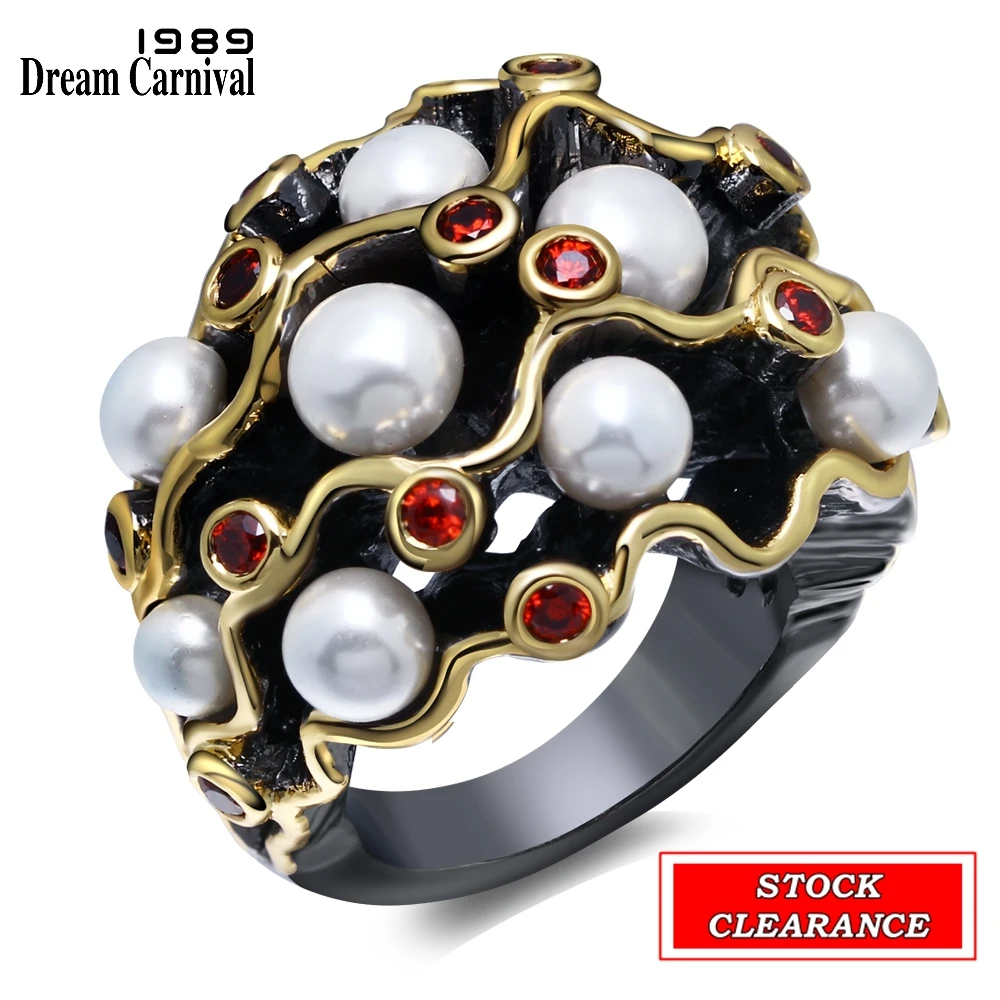 

DreamCarnival1989 Great Bargain Bottom Price Gothic Women Rings Stock Clearance Limited Size Small Quantity Black Gold Color