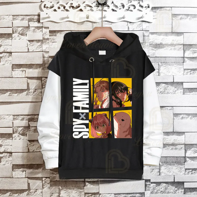 

Anime SPY×FAMILY Print Sweatshirts Yor Forger Fake Two Piece Hoodie Yor Briar Streetwear Sweater Patchwork Sweatshirt Pullover