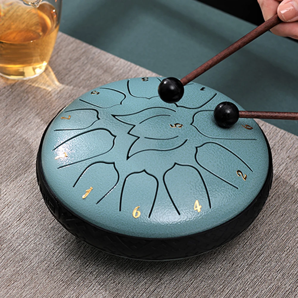 

6 Inch 11-Tone Steel Tongue Drum Hand Pan Drums With Drumsticks Percussion Yoga Meditation Beginner Music Lovers Gift