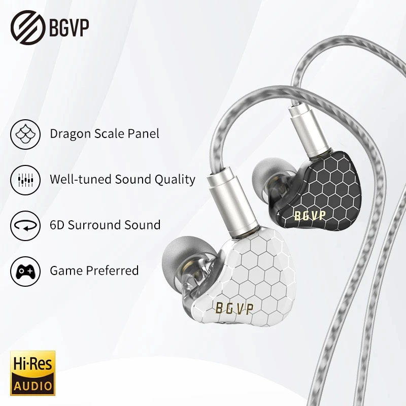 

BGVP Scale 2DD In Ear Monitor Earphone 6D Sound Effects Gaming Headset HiFi Wired Headphones Bass Stereo Headset Music Earbuds