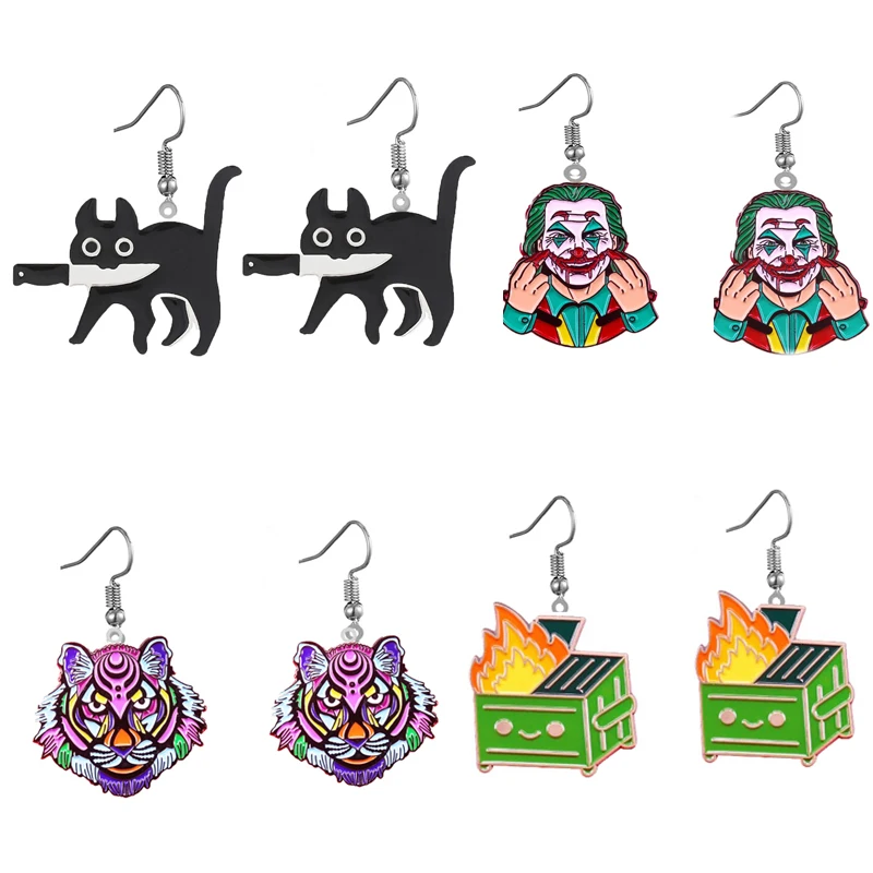 

Cartoon Flames Clown Acrylic Earring For Women Fashion Charm Eardrop Drop Earrings Children Birthday Gift Lovely Jewelry