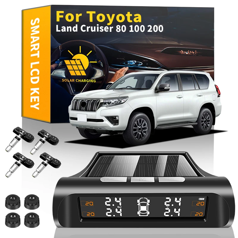 

Автомобильная Беспроводная система контроля давления в шинах TPMS на солнечной энергии с ЖК-дисплеем Датчики давления для Toyota Land Cruiser 80 100 200