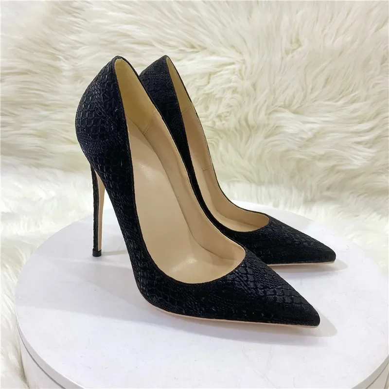 

Blue Black White Crocodile Effect Women Pointy Toe High Heel Shoes Sexy Ladies Party Stiletto Pumps 8-12cm