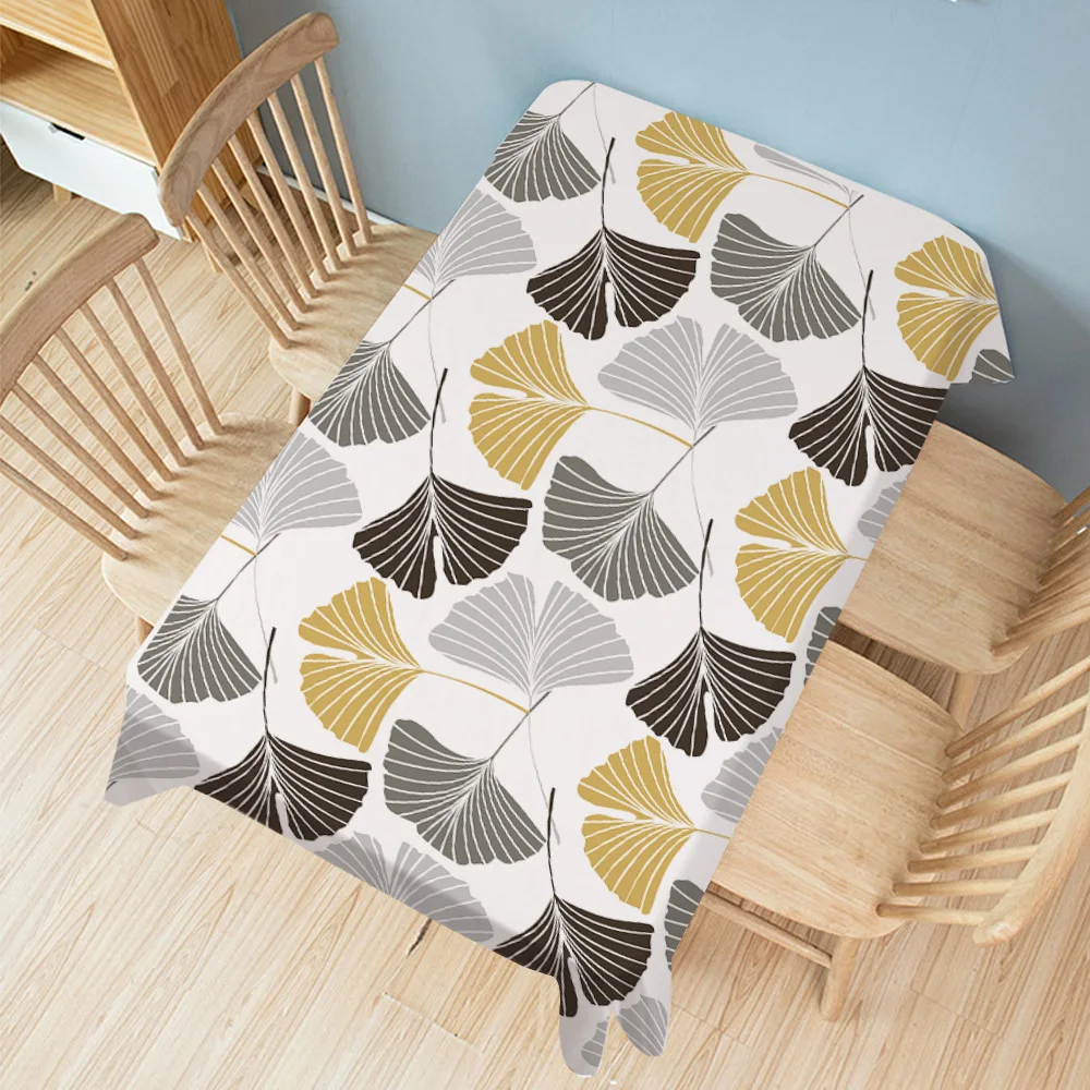 Ginkgo Plant Printed Waterproof Tablecloth for Table Decor Accessories Rectangular Dining Wedding Table Cover Mantel Impermeable
