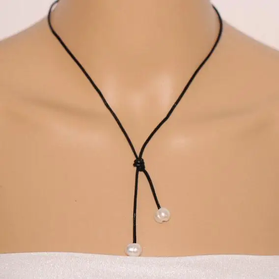 

Ожерелье из жемчуга АА уникального дизайна, черная кожа, белый, 4 ряда, ювелирные изделия из пресноводного жемчуга, ручная работа, классическ...